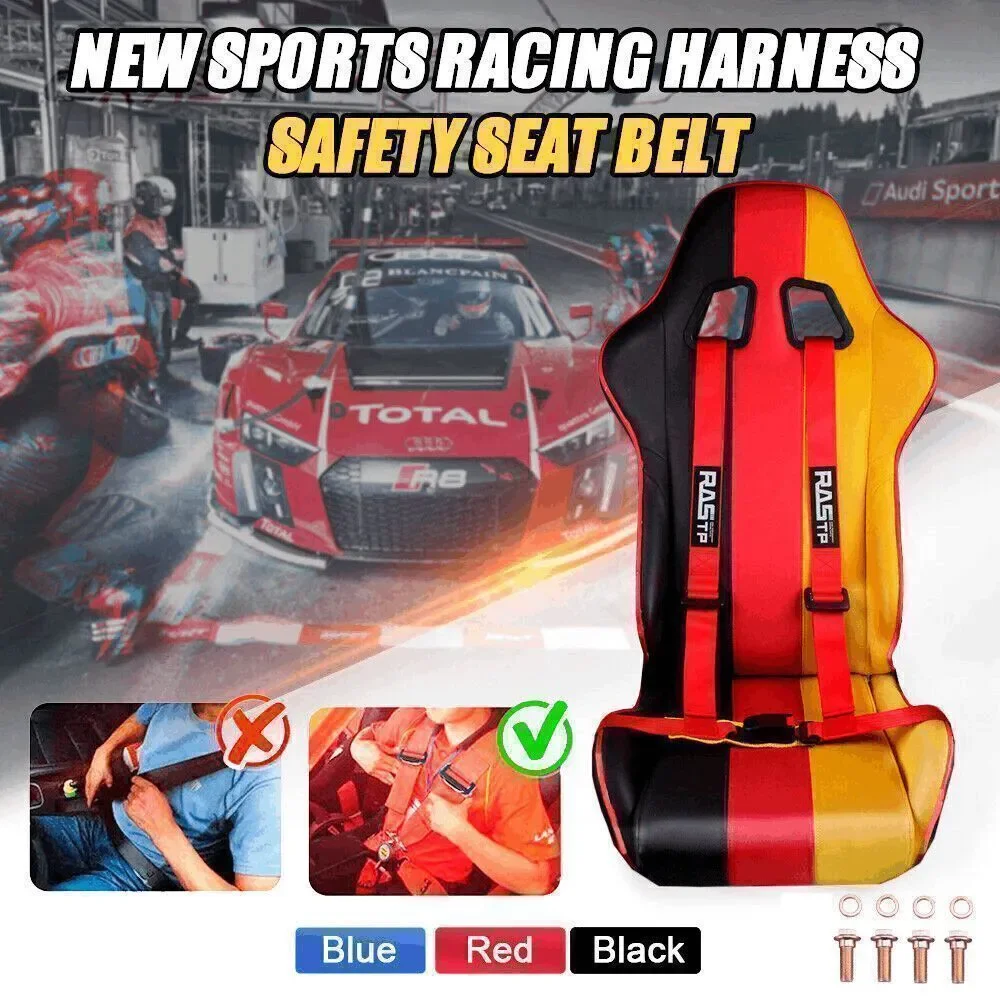 Bundle of 2x 4-Point Adjustable Racing Seat Belts Harness Safety Shoulder Straps